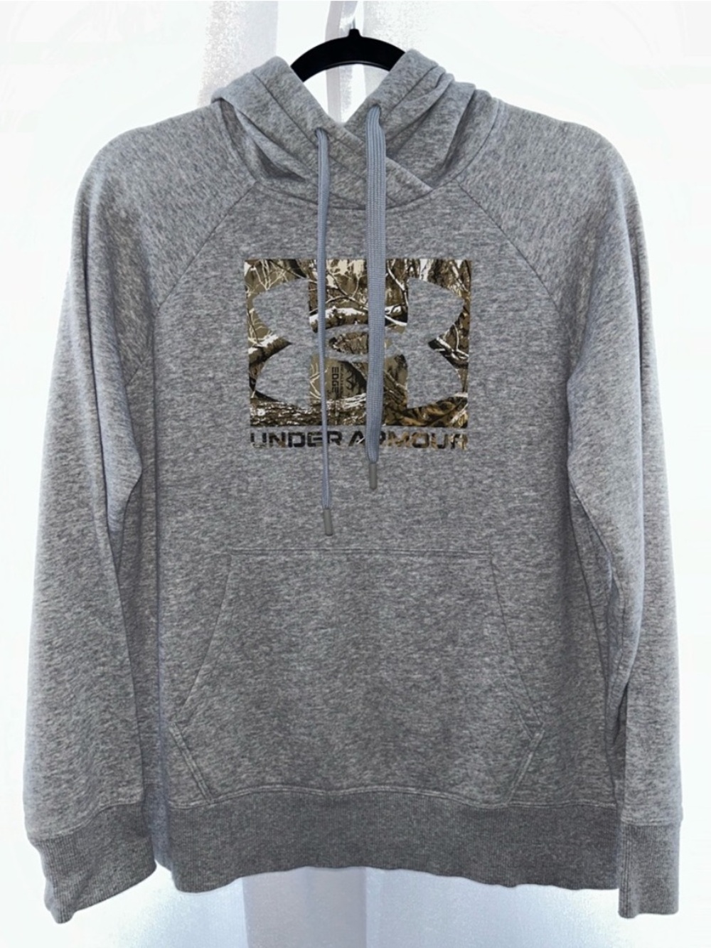 Under Armour Light Gray Hoodie with Camouflage Logo
